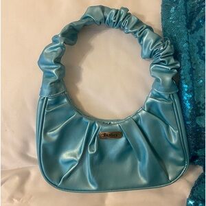 Justice Girls Fashion Scrunch Handle Bag Purse Turquoise Blue Y2K Mall MINT Cond